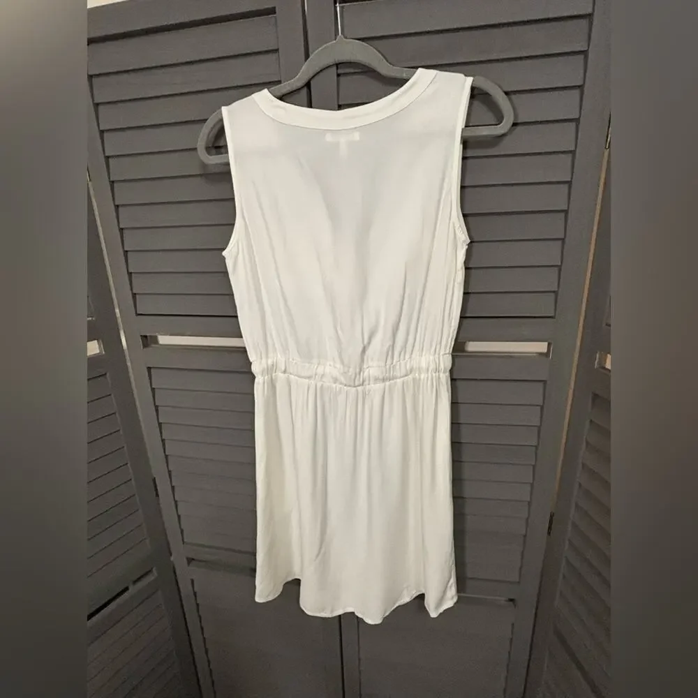 Maurices White Button-Front Elastic Drawstring Waist Sleeveless Dress Size Small